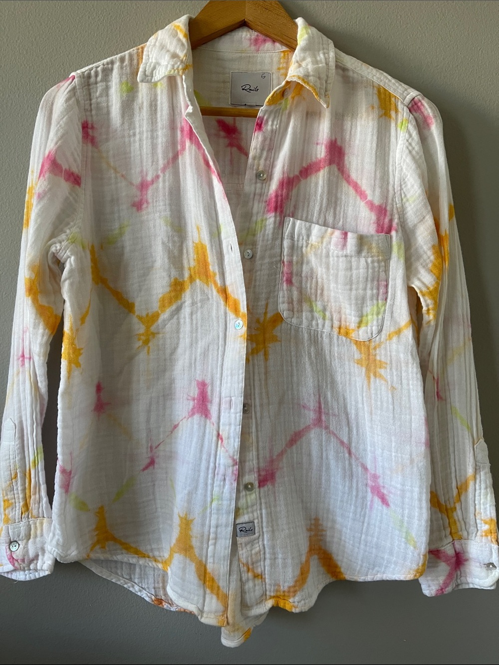 RAILS Ellis gauze Shirt In Neon Kaleidoscope In Multi 100% Organic Cotton